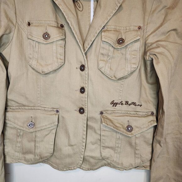 Vintage Apple Bottoms Denim Jacket Y2K Military Button Pockets Womens Medium - Picture 4 of 16